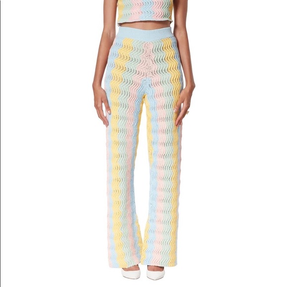 Casablanca Rainbow Gradient Crochet Flare Trousers - Picture 7 of 14